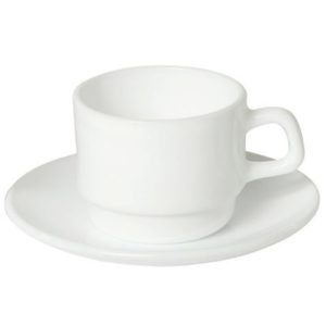 Theekop,schotel en lepel (per 25)