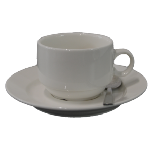 Koffiekop, schotel en lepel (per 25)